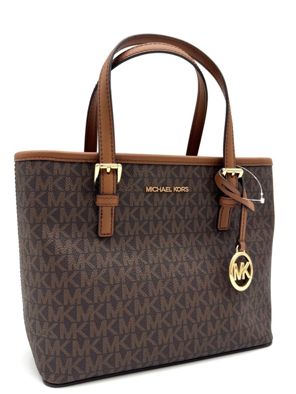 Michael Kors XS Jet Set Travel Convertible TZ Tote Bag Brown Signature
